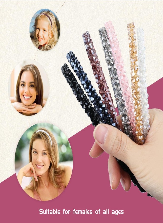 Dizila 7 Pieces Glitter Double-Rowed Crystal Headbands Hair Bands Hoops Accessories for Women Girls - Image 4